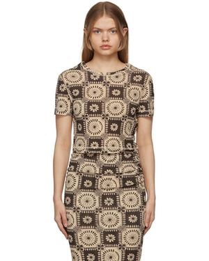 Nanushka Brown & Beige Nilo Tile Print T-shirt