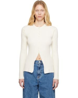 Rohe オフホワイト Elongated リブ カーディガン