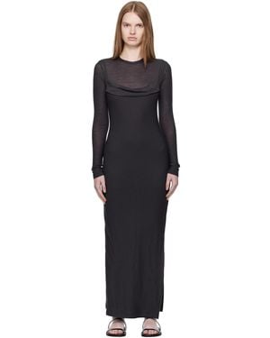 Nanushka Linora Draped Wool Jersey Maxi Dress - Black