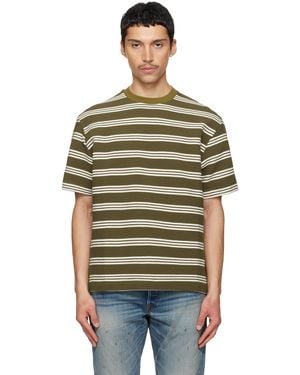 Paul Smith カーキ テクスチャード ボーダー Tシャツ - グリーン