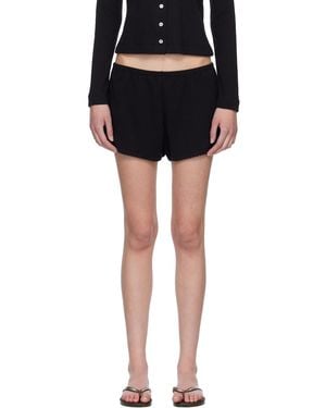 Leset Pointelle Mini Shorts - Black