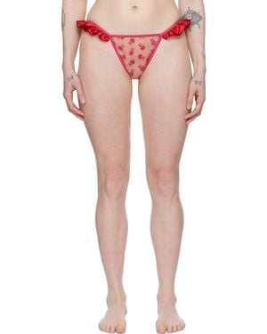 Le Petit Trou Tanga Rose Et Rouge À Motif Fleuri