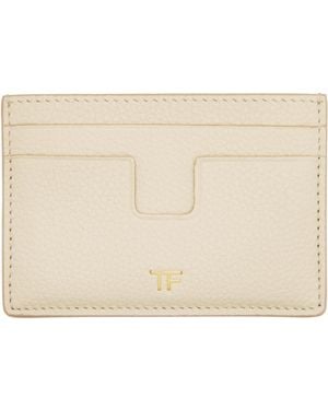Tom Ford ベージュ グレインレザー カードケース - ブラック