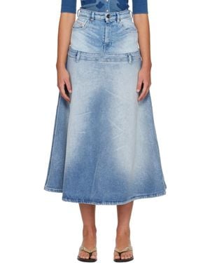 DIESEL Layered Denim Midi Skirt - Blue