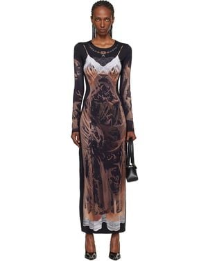 Marine Serre Ssense Exclusive Wet Nuisette Printed Jersey Ls Maxi Dress - Black