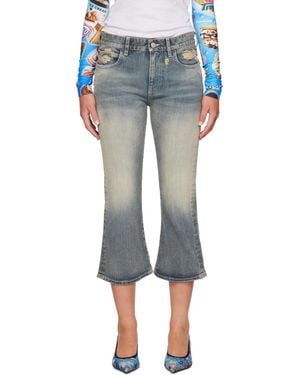 Balenciaga Lace Flared Capri Jeans - Blue