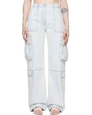 MSGM Oversized Denim Cargo Trousers - White