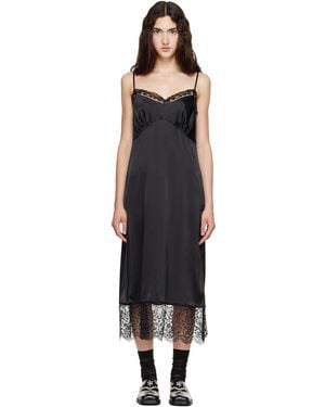 Simone Rocha Robe Midi À Enfiler Noire À Garnitures En Dentelle