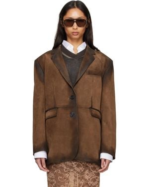 Acne Studios Suede Suit Jacket - Brown