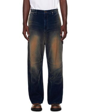 we11done ネイビー Vintage Wash コーデュロイパンツ - ブルー
