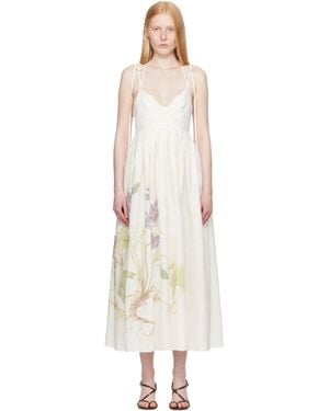 Erdem オフホワイト Strappy Fit & Flare ミディアムワンピース - ブラック