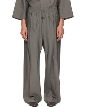 Fear Of God Cotton Wool Oxford Wide Leg Drawstring Trousers - Grey