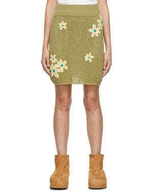 SJYP Green Motif Embroidery Mini Skirt - Yellow