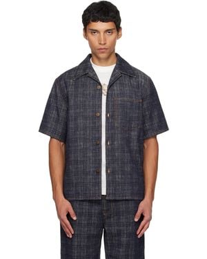Burberry Relaxed Fit Check Denim Shirt - Blue