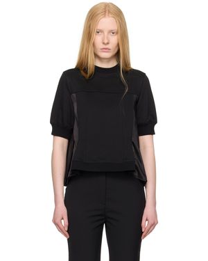 3.1 Phillip Lim ブラック パフスリーブ フラウンス サテン コンボ トップス