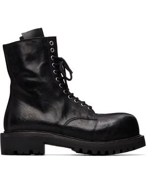 A Diciannoveventitre Reverse Prisma Combat Boots - Black