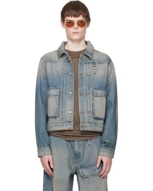 Reese Cooper Washed Trucker Denim Jacket - Blue