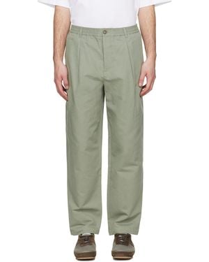 Maison Kitsuné Pantalon Extensible Gris À Plis - Vert