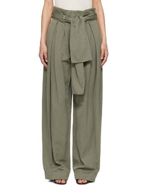 Balmain Twill High-Waisted Trousers - Green
