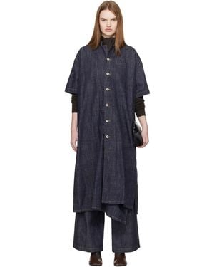Y's Yohji Yamamoto Half Sleeve Box Denim Maxi Dress - Black