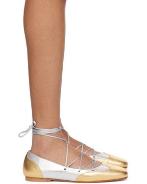 Molly Goddard Silver & Gold Helena Ballerina Flats - Brown