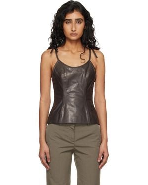 Our Legacy String Leather Tank Top - Black