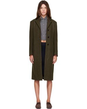 Jil Sander Khaki Loden Wool Coat - Green