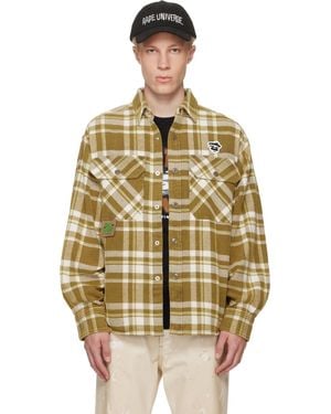 Aape By A Bathing Ape Khaki Moonface Check Long Sleeve Shirt - Multicolour