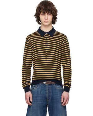 Junya Watanabe Worsted Wool Jersey Stripe Polo - Black
