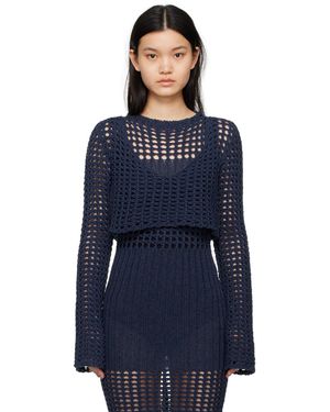Elleme Pull Bleu Marine À Dos Ouvert