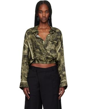 R13 Khaki Taped Crossover Bubble Shirt - Black