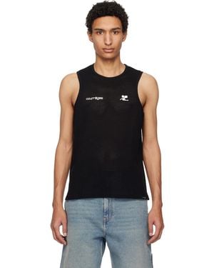 Courreges Printed Mesh Tank Top - Black
