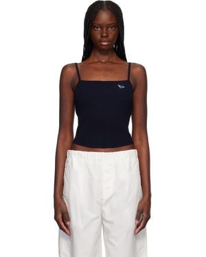 Maison Kitsuné Baby Fox Patch Fine Rib Cropped Camisole - Black