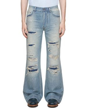 Amiri Destroyed Straight Flare Jean - Blue