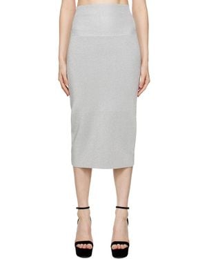 Victoria Beckham シルバー スリット ミディアムスカート - ブラック