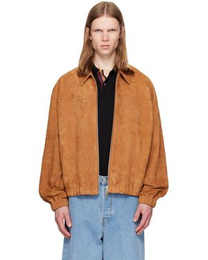 Paul Smith Blouson Aviateur Brun Clair En Suède - Orange
