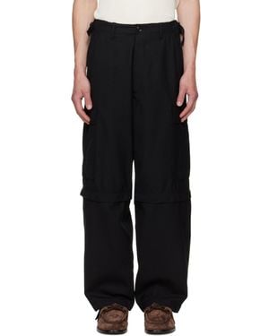 vowels Solid Cargo Pants - Black