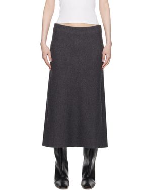 Jil Sander グレー ウール ミディアムスカート - ブラック