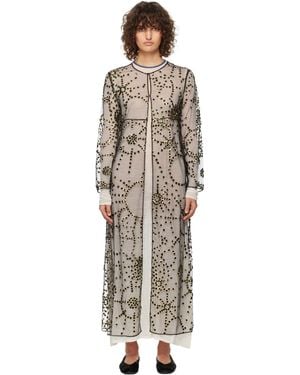 Bode Sheer Fête Duster Midi Dress - Black