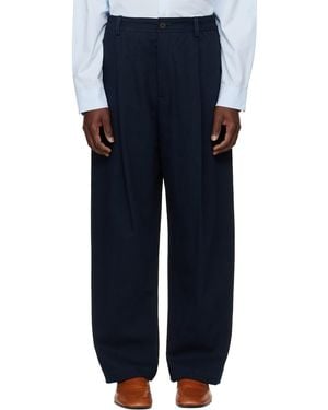 Studio Nicholson Shire Cotton Pleated Pants - Blue