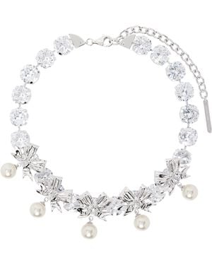 ShuShu/Tong Yvminエディション シルバー Pearl Bow Knot Crystal Chain ネックレス - メタリック