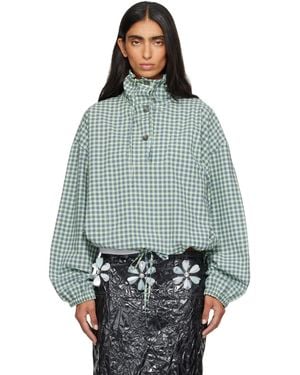 Marni Chemisier Vert En Popeline À Carreaux - Bleu
