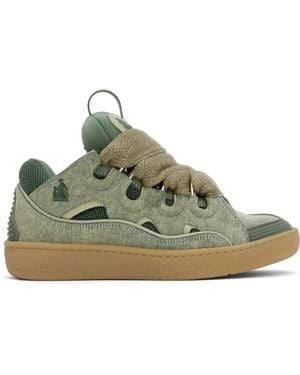 Lanvin Baskets Curb Bleues En Denim - Vert