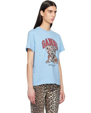 Ganni Dark Relaxed Rhinestone T-Shirt in Blue | Lyst