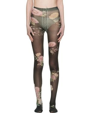 OPEN YY Floral Tights - Black