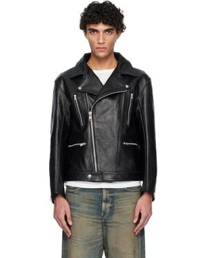 Neighborhood Leather Sports Jacket in Black for Men | Lyst UK