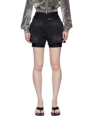 T By Alexander Wang Short Noir À Empiècement Sous-Jacent De Style Boxer