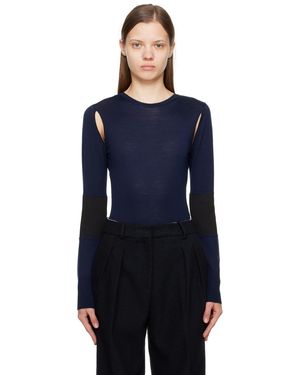 Victoria Beckham ネイビー カットアウト ボディスーツ - ブルー