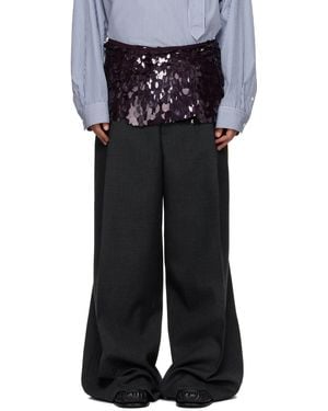 Dries Van Noten Burgundy Sequined Belt - Black