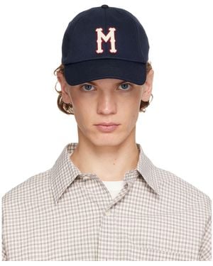 Moncler Casquette De Baseball Bleu Marine En Gabardine De Coton